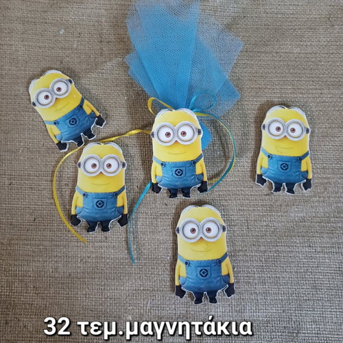 Wooden magnets in minions for baptism favors or party gifts