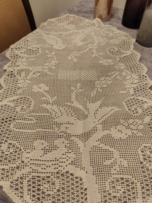 Handmade table runner new, beige 85x44 cm