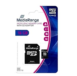 Κάρτα μνήμης Mediarange SD Micro sdhc class 10 with Adapter 16GB