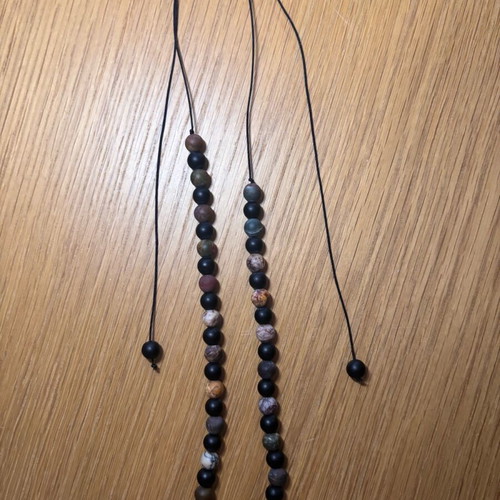 Necklace with natural stones black matte and colorful handmade new
