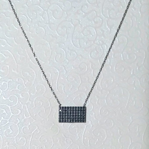 Silver necklace 925° with black zirconia, 42cm length, new