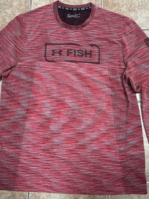 Ανδρική μακρυμάνικη μπλούζα Under Armour Seamless Fish Hunter XL σαν καινούργιο, κόκκινη
