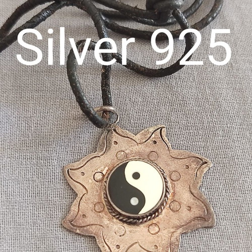 Ying Yang mother of pearl boho spiritual pendant silver 925 used