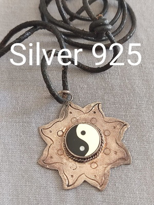 Ying Yang mother of pearl boho spiritual pendant silver 925 used