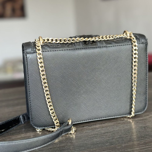 River Island shoulder bag like new, black with gold details