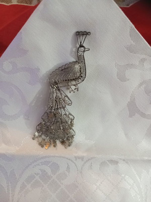 Filigree silver vintage brooch used