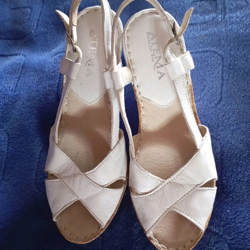 Atema summer platforms size 38, new, white leather