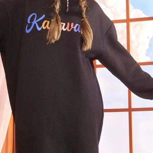 Karavan Dario Black dress with hood and multicolor logo