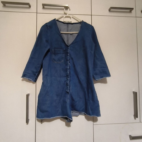 Zara women's oversized denim jumpsuit, blue, size M