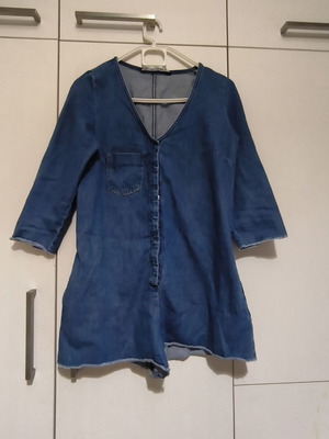 Zara women's oversized denim jumpsuit, blue, size M