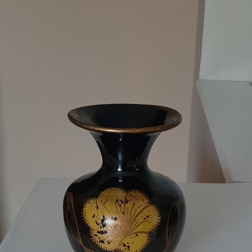 Vintage porcelain vase used with gold floral design