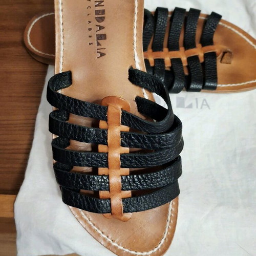 Handmade leather sandals SANDALIA Cyclades like new, size 39, black and brown