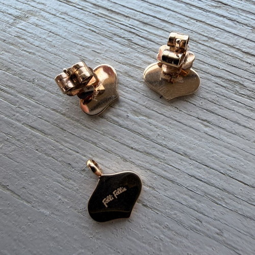 Folli Follie set of pink and gold earrings with pendant