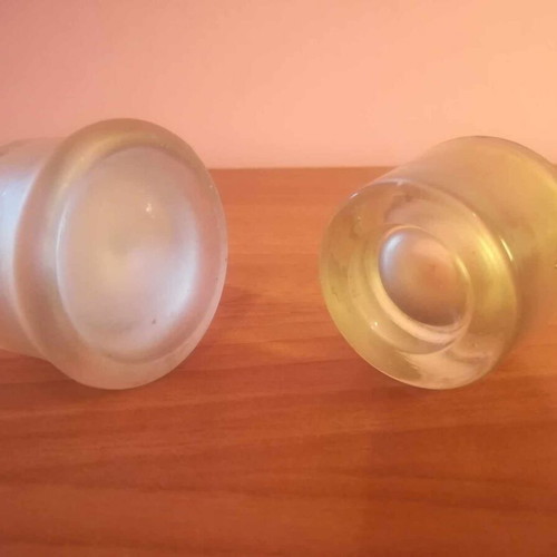 Dental glass vessels used, old, small, set of 2