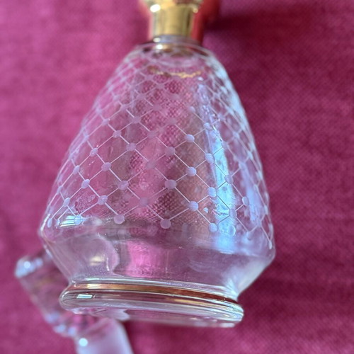Crystal gold-plated antique carafe like new, height 21cm