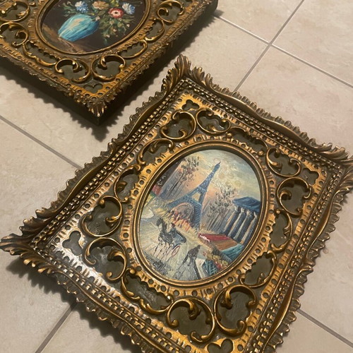 Handmade art plaques used, set of two