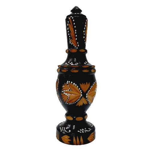 Old carved wooden bottle, hand-painted, decorative, 26×8×8 cm