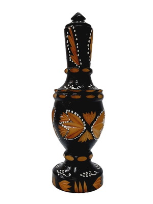Old carved wooden bottle, hand-painted, decorative, 26×8×8 cm