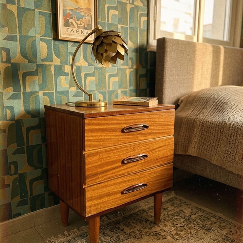 Mid Century Nightstand solid wood used