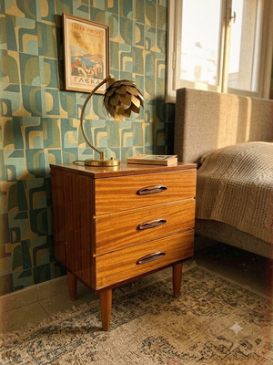 Mid Century Nightstand solid wood used