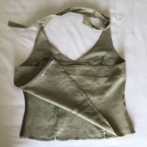 Raxevksy linen top used, khaki with side zipper