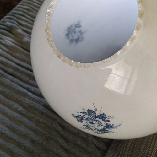 Opaline ceiling light vintage with blue flowers used