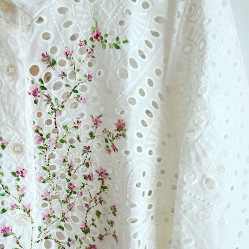 Shirt tunic new with embroidered design and hand-painted flowers