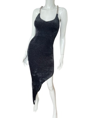 David Koma chain-strap asymmetric-hem dress size XS new, black