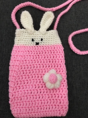 Handmade knitted bunny bag new with 1m strap
