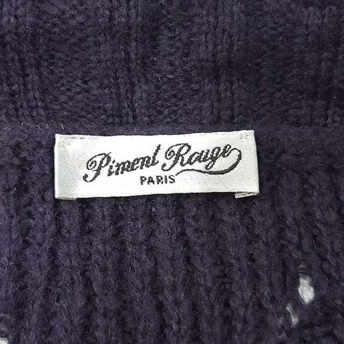 Vintage Piment Rouge Paris women's oversized wool sweater with short sleeves, used