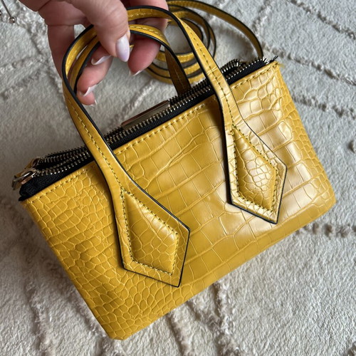 Zara yellow mini croco bag with detachable strap like new