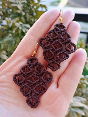 Handmade brown macrame earrings made to order