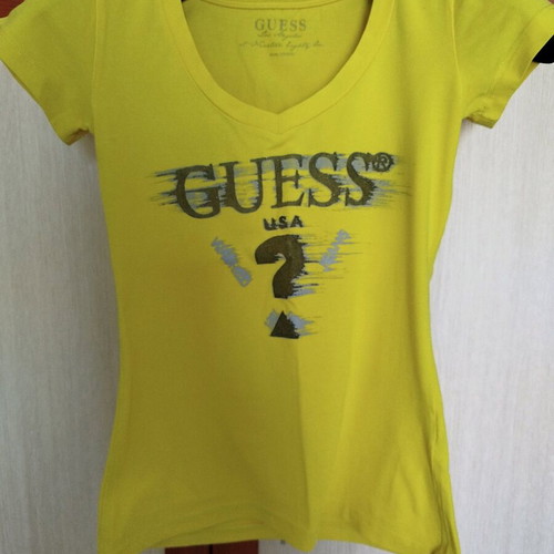 Guess women's t-shirt used, yellow, size S/M
