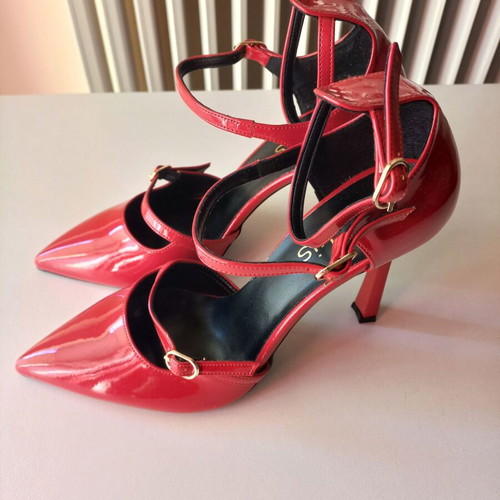 Bozikis red stiletto heels with straps new, size 38