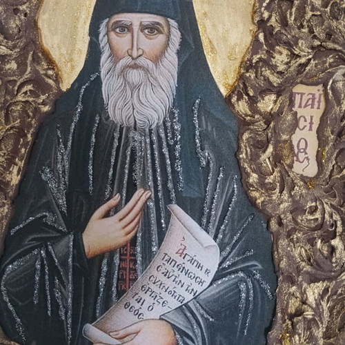 Saint Paisios image on handmade ceramic plate new
