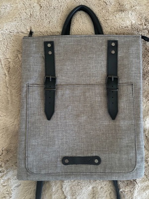 Nendis backpack for 15” laptop with leather details like new, gray