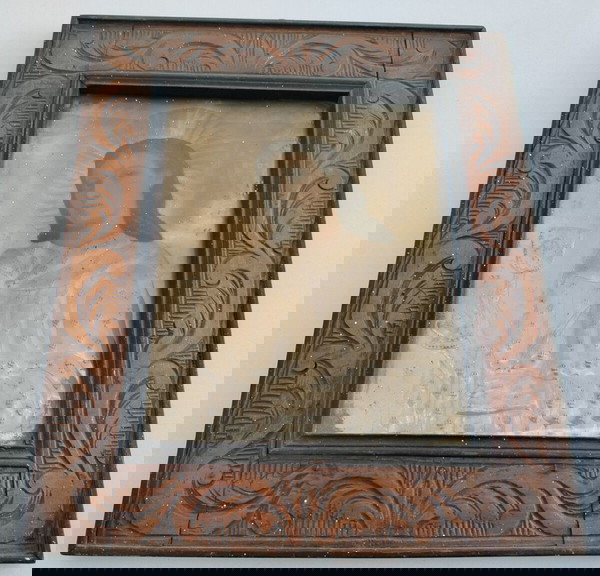 Λιθόγραφη εικόνα με τσίγκινη μπορντούρα και ξύλινη σκαλιστή κορνίζα, λογικά εποχής 30'.