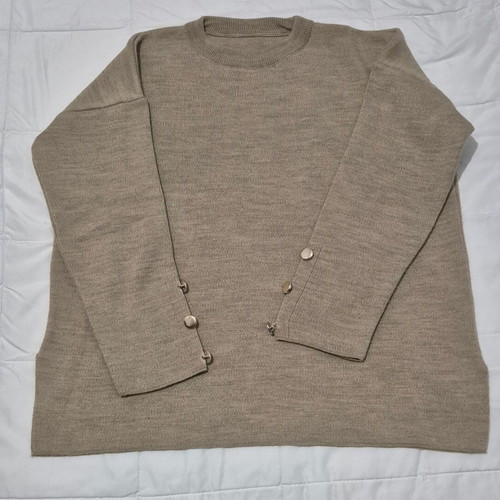 Knitted set blouse and pants used, beige, one size