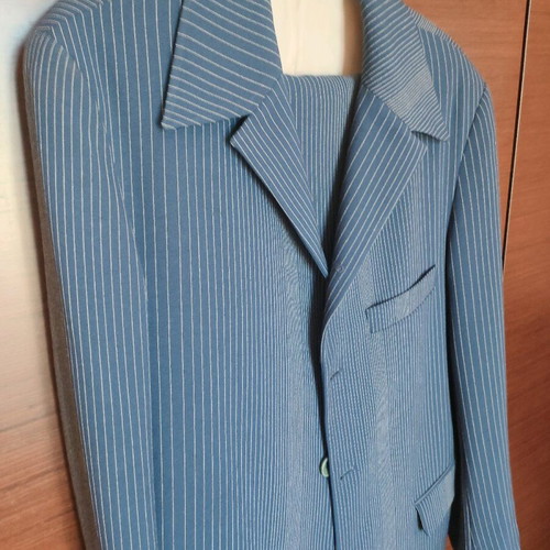 No Name striped suit used, size Large, blue