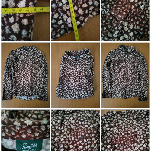 Kingfield Women's Shirt L floral like new, brown multicolor