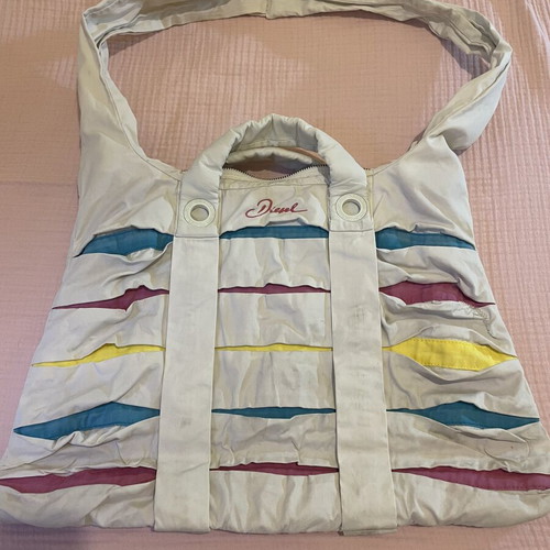 Diesel shoulder bag used, white with colorful details
