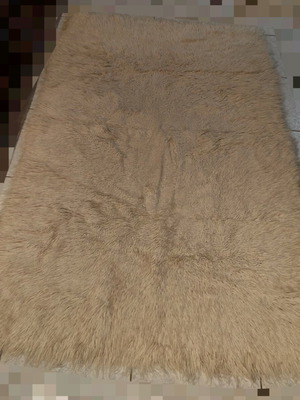 Handmade flokati rug like new, full pile, 2.10×1.33 beige