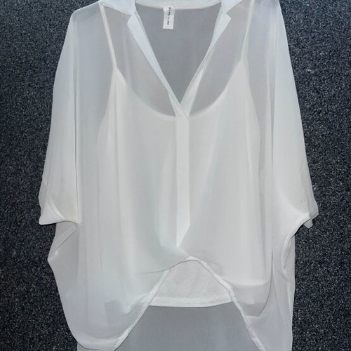 Asymmetric transparent blouse white like new with top