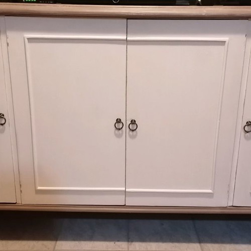 Vintage buffet used in modern style with chalk paint colors