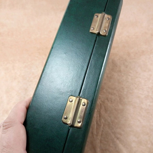 Tollent antique jewelry box used green cypress with velvet compartments
