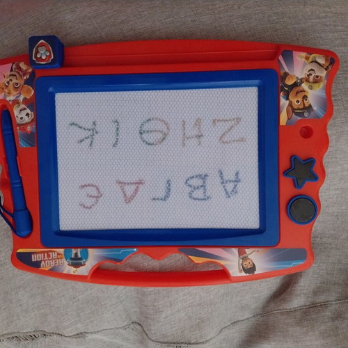 Paw Patrol Magnetic Drawing Board used with pen and stamps