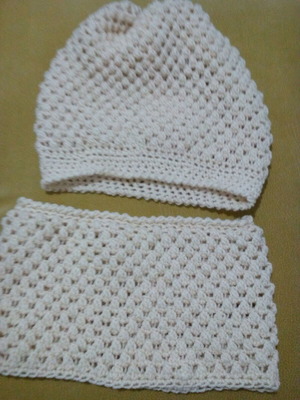 Handmade knitted set hat and neck warmer multicolored, new