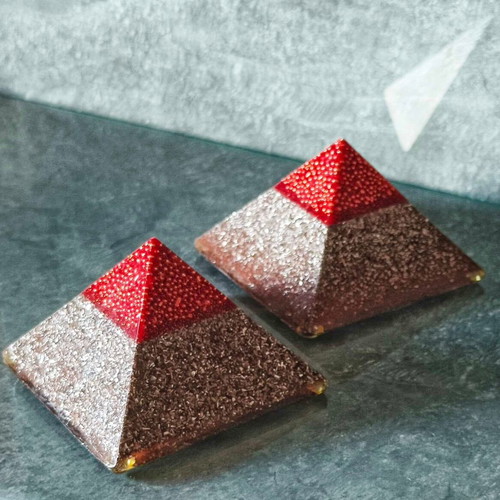 Orgonite medium pyramid ALU-COPPER with gold-plated MWO antenna