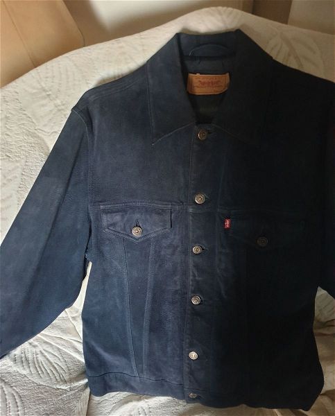  Vintage levi strauss & co leather jacket  Blue   Trucker Jacket dermatino