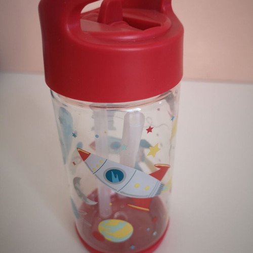 Stephen Joseph Plastic Bottle with Straw Space 350ml New